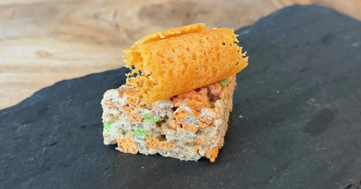 Apple Pie Rice Krispie Treats with Cheddar Crisps