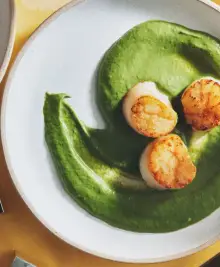 Scallops with Creamy Spinach Sauce
