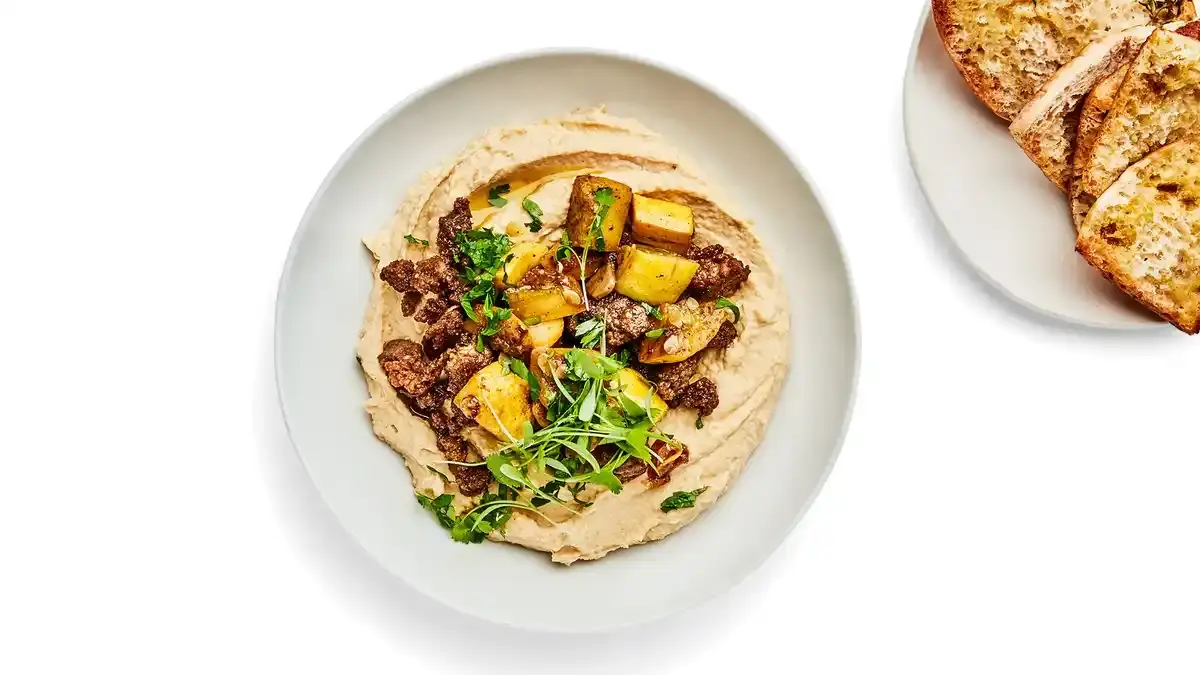 Hummus with Squash and Lamb