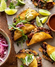 Weeknight Cheesy Baked Chipotle Chicken Tacos with Cilantro Lime Ranch