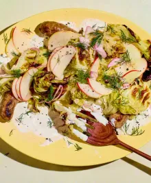 Charred Cabbage With Sausages and Apples