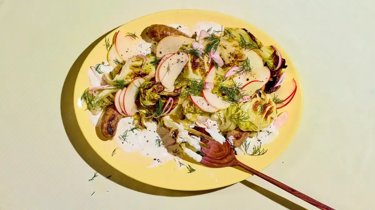 Charred Cabbage With Sausages and Apples