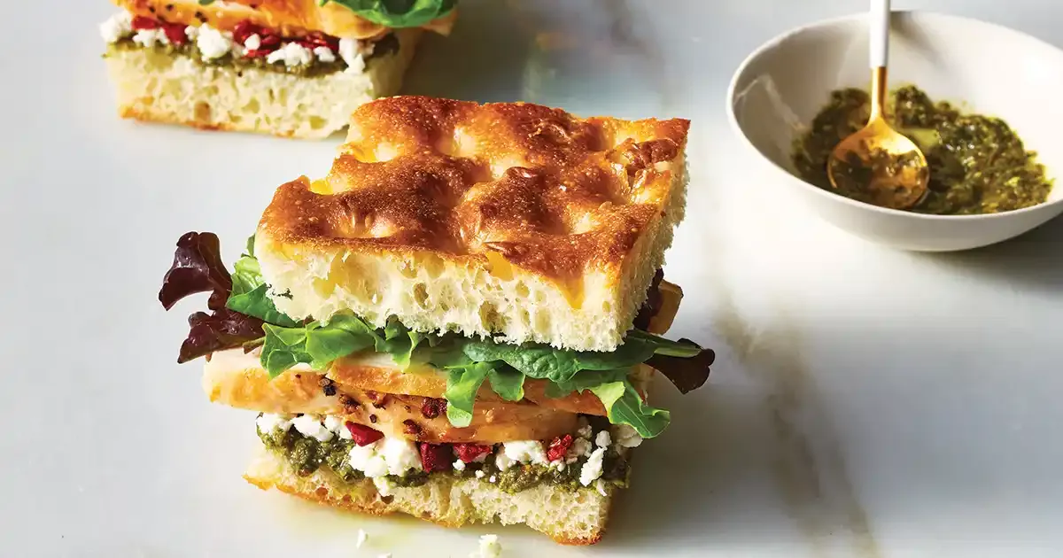 Chicken Pesto Focaccia Sandwiches