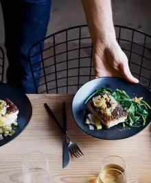 Sea Bass Piccata With Fried Capers and Leeks