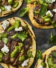 Grilled Merguez with Mint Sauce