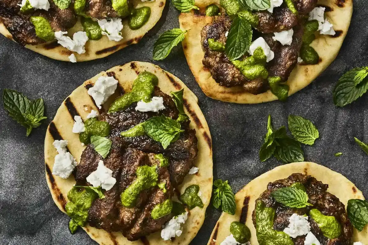 Grilled Merguez with Mint Sauce