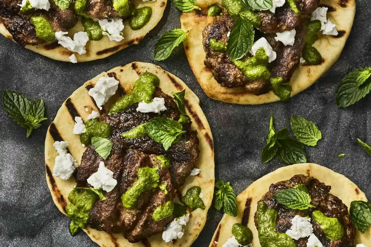 Grilled Merguez with Mint Sauce