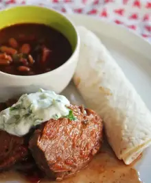 Slow-Cooker Mexican Beef with Lime Crema and Pinto Beans