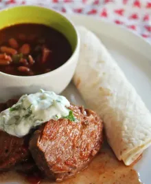 Slow-Cooker Mexican Beef With Lime Crema and Pinto Beans