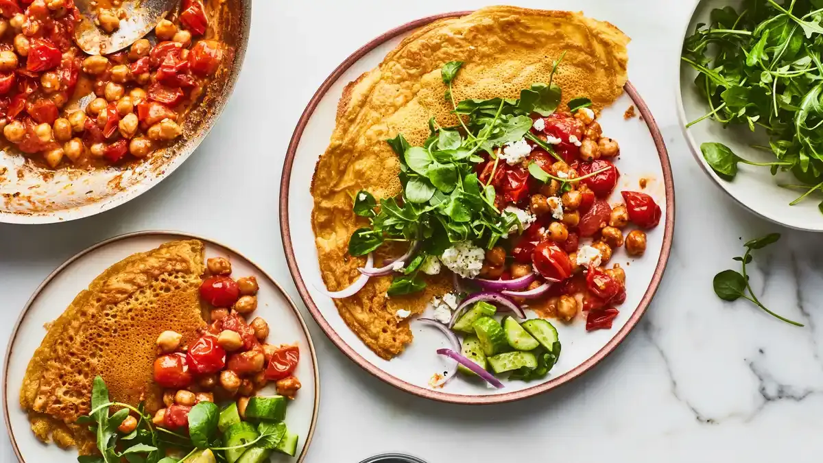 Chickpea Flatbreads With Burst Tomato Sauce