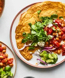 Chickpea Flatbreads With Burst Tomato Sauce