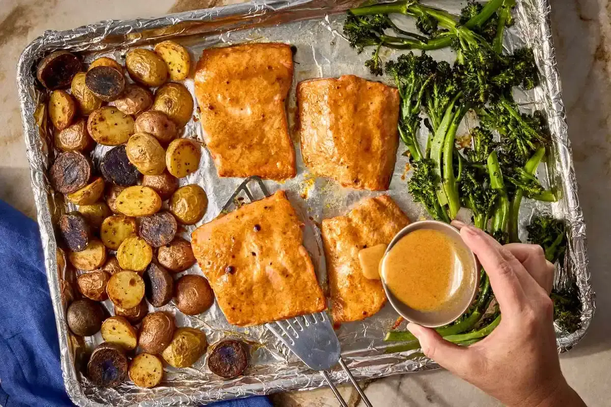 Maple-Mustard Salmon with Veggies