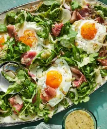 Charred Shallot and Arugula Salad with Sunny-Side-Up Eggs