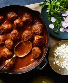 Albóndigas in Red Chile Sauce