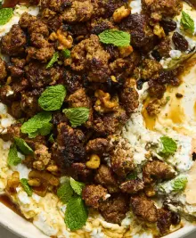 Smashed Beef Kebab With Cucumber Yogurt