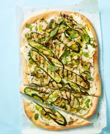 Grilled Leek, Zucchini, and Ricotta Pizza