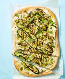 Grilled Leek, Zucchini, and Ricotta Pizza