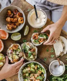 Grilled Shrimp Tacos with Grapefruit-Avocado Salsa