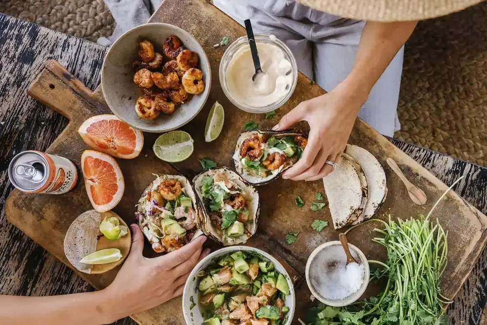 Grilled Shrimp Tacos with Grapefruit-Avocado Salsa