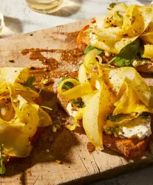 Summer Squash Toasts With Smashed Feta