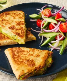 Samosa-dillas With Cucumber Salad