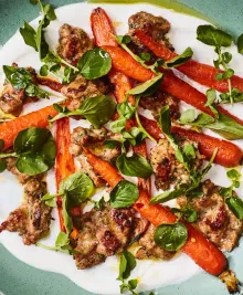 Freeform Chicken Meatballs With Roasted Carrots