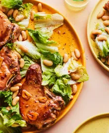 Hot Honey Pork Chops with Escarole and White Beans
