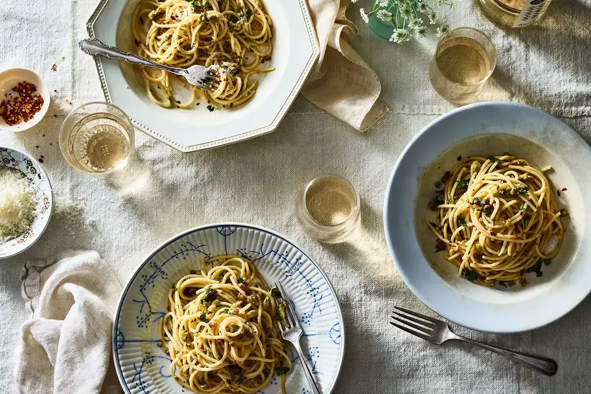 Pantry Pasta With Anchovies, Olives & Capers