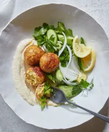 Chicken and Rice Meatballs With Hummus