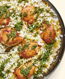 Chicken and Rice With Leeks and Salsa Verde