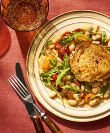 Crispy Chicken Thighs with Lemony White Beans