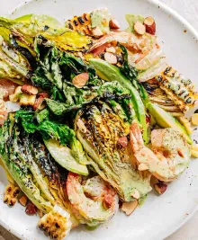 Grilled Shrimp and Lettuces with Charred Green Goddess Dressing