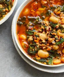 Lemony White Bean Soup With Turkey and Greens