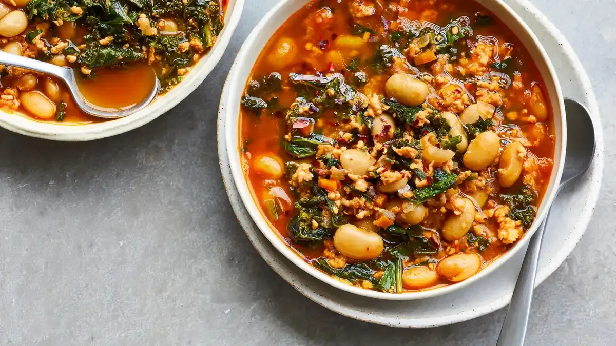 Lemony White Bean Soup With Turkey and Greens