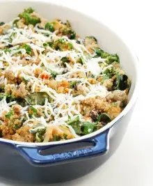 Loaded Spinach Quinoa Casserole with Ground Turkey