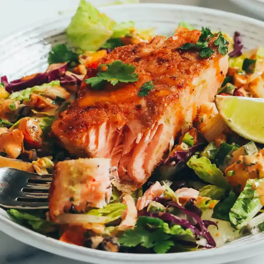 Smoky Summer Salad with Lime-Crusted Salmon (30 Minutes!)