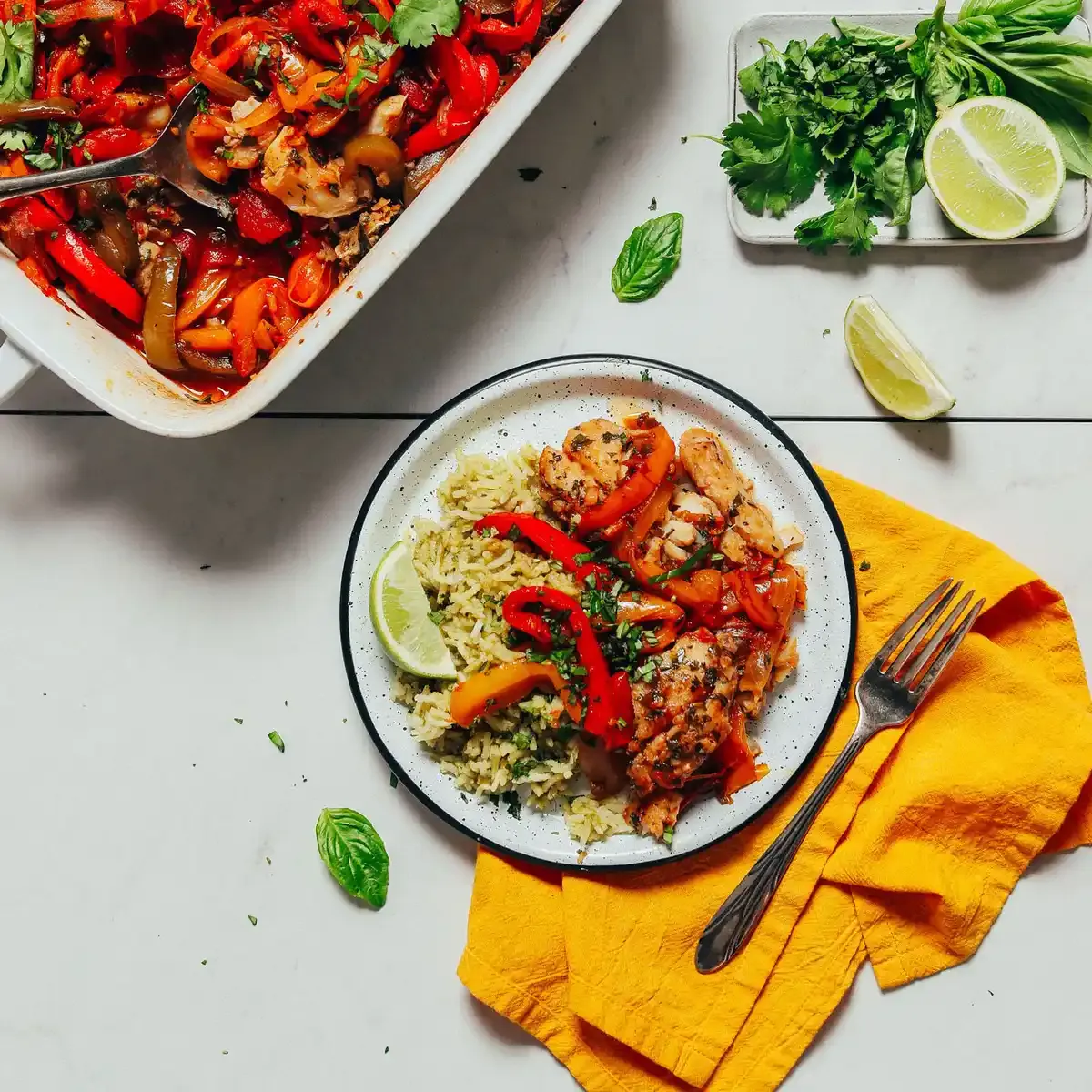 Herb Baked Fish with Rainbow Bell Peppers