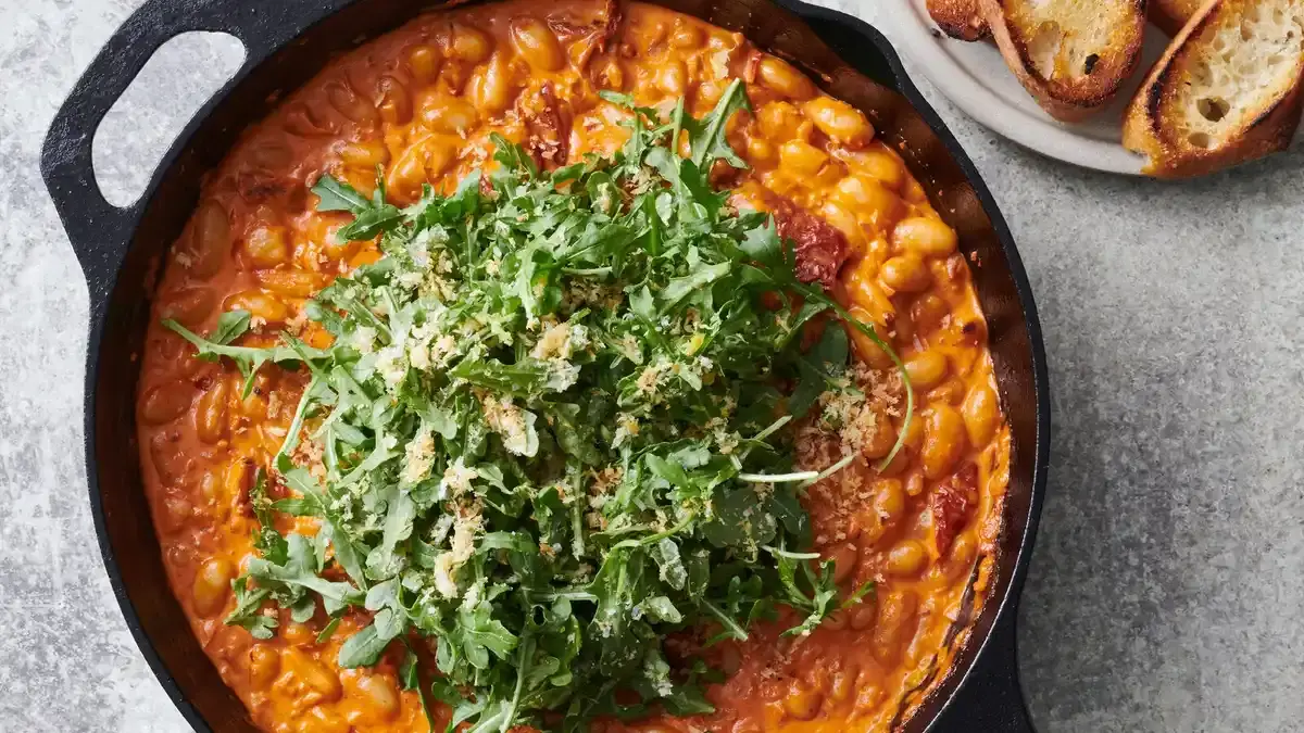 Creamy, Spicy Tomato Beans and Greens
