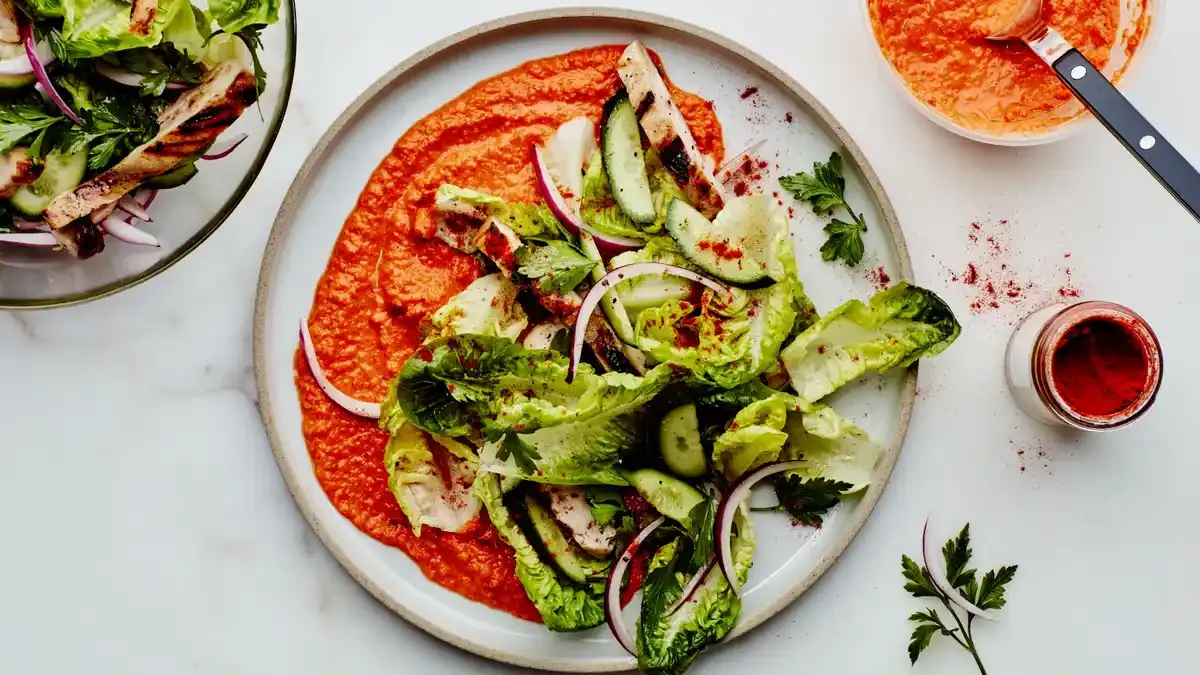 Grilled Chicken Salad with Romesco Sauce