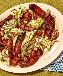 Mustardy Grilled Cabbage and Kielbasa