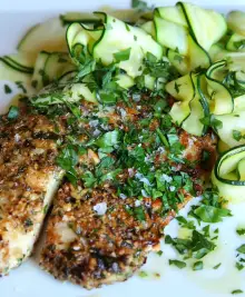 Hazelnut Crusted Tilapia with Zucchini Ribbons