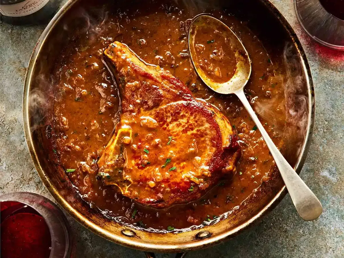 Pork Chops with Sherry Pan Sauce with Ras el Hanout