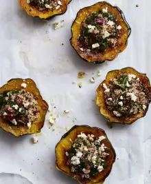 Quinoa-Stuffed Acorn Squash with Cranberries and Feta