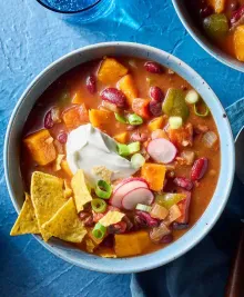 Slow Cooker Vegetarian Chili with Sweet Potatoes