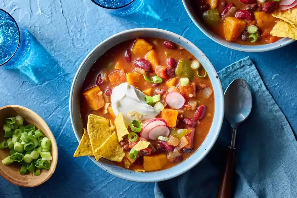 Slow Cooker Vegetarian Chili with Sweet Potatoes