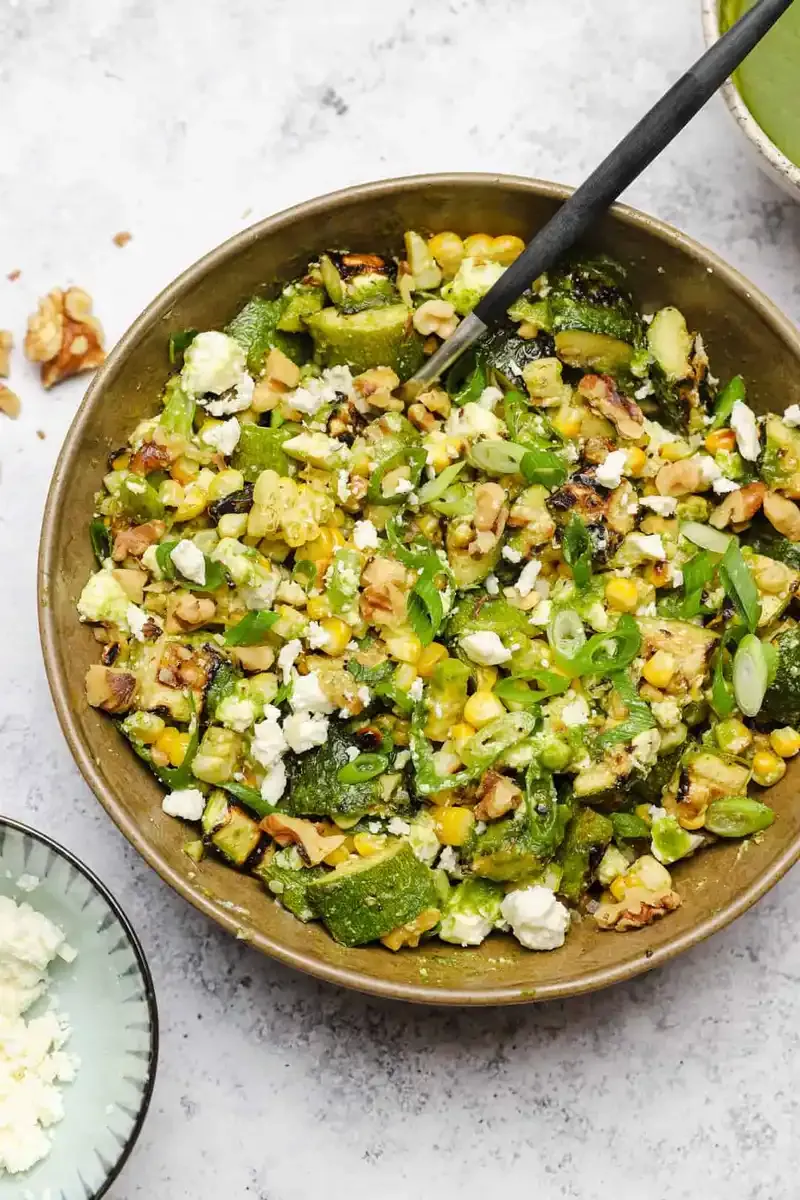 Grilled Zucchini & Corn Salad with Basil Vinaigrette