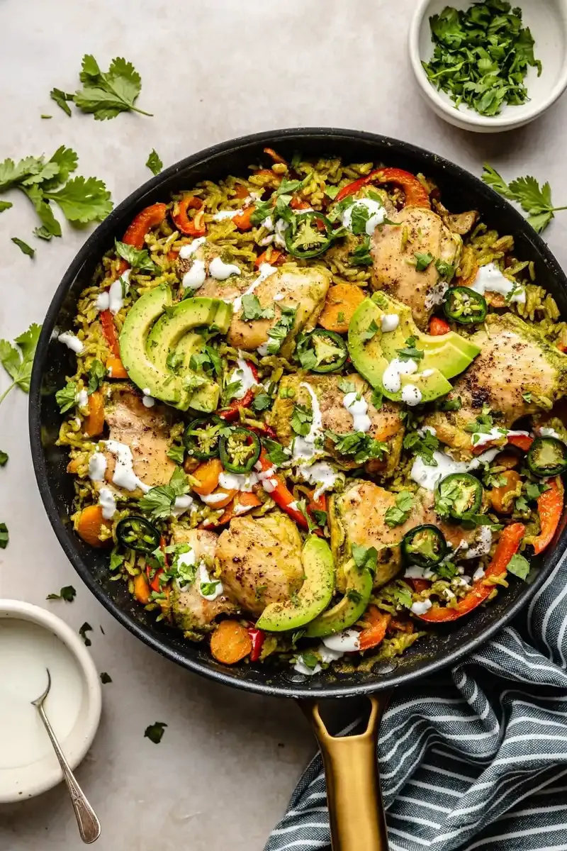 One Pan Green Chicken and Rice (Arroz con Pollo Verde)