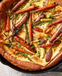 Carrot and Spring Onion Toad in the Hole