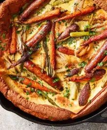 Carrot and Spring Onion Toad in the Hole