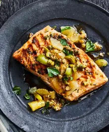 Grilled King Salmon with Meyer Lemon Relish